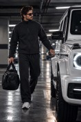 Купить Костюм флисовый зимний свободного кроя черного цвета 2624Ch, фото 4
