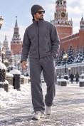Купить Костюм флисовый зимний свободного кроя темно-серого цвета 2624TC