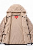Купить Толстовка мужская плюшевая с капюшоном на флисовой подкладке бежевого цвета 2627-1B, фото 3