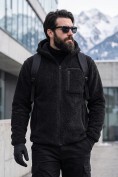 Купить Толстовка мужская плюшевая с капюшоном на флисовой подкладке черного цвета 2627-1Ch, фото 9