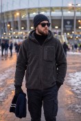 Купить Толстовка мужская плюшевая с капюшоном на флисовой подкладке черного цвета 2627-1Ch, фото 11