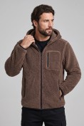 Купить Толстовка мужская плюшевая с капюшоном на флисовой подкладке коричневого цвета 2627-1K, фото 5