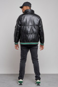 Купить Куртка из экокожи мужская на резинке черного цвета 28115Ch, фото 4