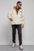Купить Плюшевая куртка мужская с капюшоном молодежная бежевого цвета 28117B, фото 11