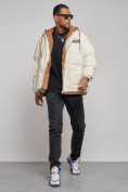 Купить Плюшевая куртка мужская с капюшоном молодежная бежевого цвета 28117B, фото 12