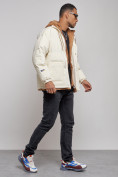 Купить Плюшевая куртка мужская с капюшоном молодежная бежевого цвета 28117B, фото 3