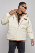 Купить Плюшевая куртка мужская с капюшоном молодежная бежевого цвета 28117B, фото 8