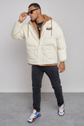 Купить Плюшевая куртка мужская с капюшоном молодежная бежевого цвета 28117B, фото 9