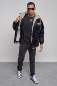 Купить Плюшевая куртка мужская с капюшоном молодежная черного цвета 28117Ch, фото 10