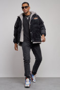 Купить Плюшевая куртка мужская с капюшоном молодежная черного цвета 28117Ch, фото 13