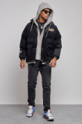 Купить Плюшевая куртка мужская с капюшоном молодежная черного цвета 28117Ch, фото 5