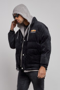 Купить Плюшевая куртка мужская с капюшоном молодежная черного цвета 28117Ch, фото 6