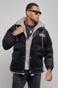 Купить Плюшевая куртка мужская с капюшоном молодежная черного цвета 28117Ch, фото 7