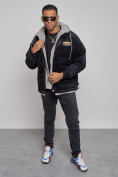 Купить Плюшевая куртка мужская с капюшоном молодежная черного цвета 28117Ch, фото 9