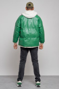 Купить Куртка из экокожи мужская с плюшевым капюшон зеленого цвета 28132Z, фото 4