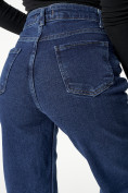 Купить Джинсы клеш женские с высокой талией темно-синего цвета 2839TS, фото 12
