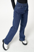 Купить Джинсы клеш женские с высокой талией темно-синего цвета 2839TS, фото 7
