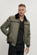 Купить Куртка классическая с мехом мужская цвета хаки 2917Kh, фото 11