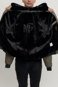 Купить Куртка классическая с мехом мужская цвета хаки 2917Kh, фото 12