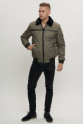 Купить Куртка классическая с мехом мужская цвета хаки 2917Kh, фото 5