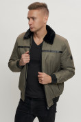 Купить Куртка классическая с мехом мужская цвета хаки 2917Kh, фото 9