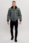 Купить Куртка классическая с мехом мужская серого цвета 2917Sr