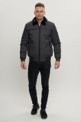 Купить Куртка классическая с мехом мужская темно-серого цвета 2917TC