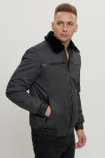 Купить Куртка классическая с мехом мужская темно-серого цвета 2917TC, фото 9