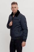 Купить Куртка классическая с мехом мужская темно-синего цвета 2917TS, фото 4