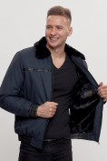 Купить Куртка классическая с мехом мужская темно-синего цвета 2917TS, фото 7