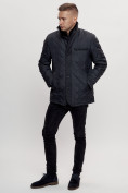 Купить Куртка классическая с мехом мужская темно-синего цвета 2965TS