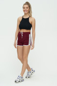 Купить Спортивные шорты женские бордового цвета 3008Bo, фото 4