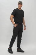 Купить Брюки джоггеры спортивные с карманами мужские черного цвета 3073Ch, фото 3