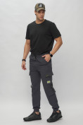 Купить Брюки джоггеры спортивные с карманами мужские темно-серого цвета 3073TC, фото 2