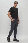 Купить Брюки джоггеры спортивные с карманами мужские темно-серого цвета 3073TC, фото 3