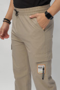 Купить Брюки джоггеры спортивные с карманами мужские бежевого цвета 3075B, фото 13