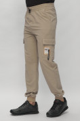Купить Брюки джоггеры спортивные с карманами мужские бежевого цвета 3075B, фото 8