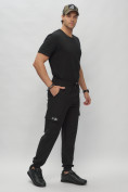 Купить Брюки джоггеры спортивные с карманами мужские черного цвета 3075Ch, фото 3