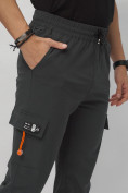 Купить Брюки джоггеры спортивные с карманами мужские темно-серого цвета 3075TC, фото 15
