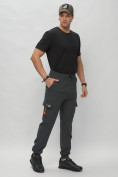 Купить Брюки джоггеры спортивные с карманами мужские темно-серого цвета 3075TC, фото 3