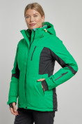 Купить Горнолыжная куртка женская зимняя зеленого цвета 3105Z, фото 3