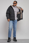 Купить Куртка спортивная болоньевая мужская зимняя с капюшоном черного цвета 3111Ch, фото 13