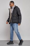 Купить Куртка спортивная болоньевая мужская зимняя с капюшоном черного цвета 3111Ch, фото 2