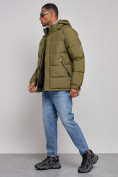 Купить Куртка спортивная болоньевая мужская зимняя с капюшоном цвета хаки 3111Kh, фото 2