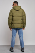 Купить Куртка спортивная болоньевая мужская зимняя с капюшоном цвета хаки 3111Kh, фото 4