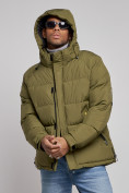 Купить Куртка спортивная болоньевая мужская зимняя с капюшоном цвета хаки 3111Kh, фото 6