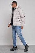 Купить Куртка спортивная болоньевая мужская зимняя с капюшоном светло-бежевого цвета 3111SB, фото 2