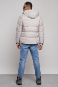 Купить Куртка спортивная болоньевая мужская зимняя с капюшоном светло-бежевого цвета 3111SB, фото 4