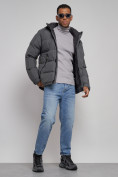 Купить Куртка спортивная болоньевая мужская зимняя с капюшоном серого цвета 3111Sr, фото 13