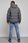 Купить Куртка спортивная болоньевая мужская зимняя с капюшоном серого цвета 3111Sr, фото 4